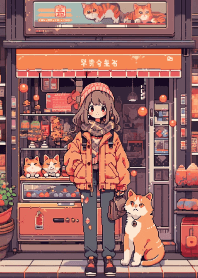 女孩與貓咪的街拍