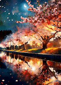Beautiful night cherry blossoms#443