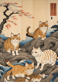 Um monte de gatos Ukiyo-e rXKHS