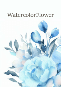 Watercolor Lightblue Flower-hisatoto 99
