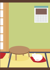 Cat in a room on brown JP