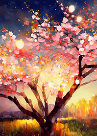 Beautiful night cherry blossoms#900