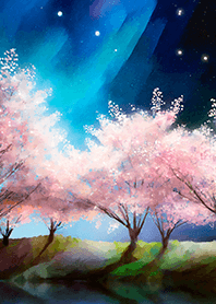 Beautiful night cherry blossoms#2080