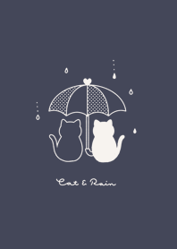 ネコと傘。ネイビーとベージュ