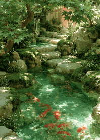 Green Sunlit Green Stream