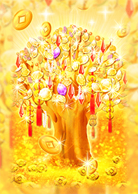 Money is falling, a golden tree