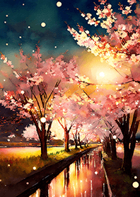 Beautiful night cherry blossoms#515