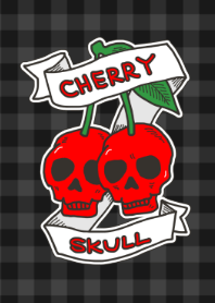 Rockabilly cherry skull,gingham check