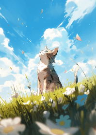 可愛的貓咪在仰望天空