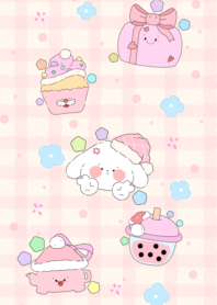 White dog decorated for Christmas