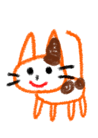 一隻像兒童畫一樣的貓。