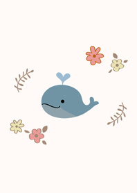 可愛花朵鯨魚