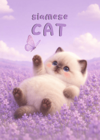 Kawaii siamese cat In Lavender
