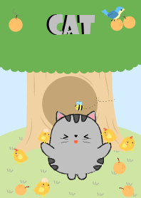 Gray Cat With Tree Theme