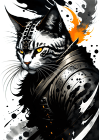 Ink wash cat samurai 9D99E3