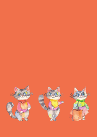 Cats' outing on red & yellow