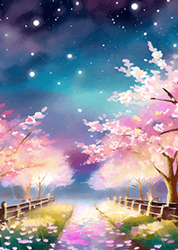 Beautiful night cherry blossoms#1190