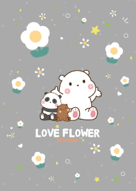 Three Bears Love Flower Pretty
