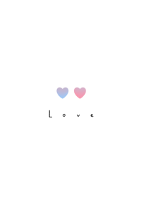 雙心 /pink gradation & white.