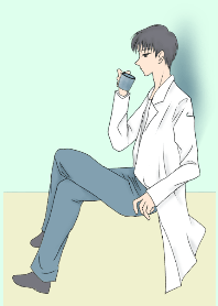 A boy in lab coat