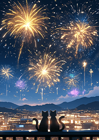 ⭐️浪漫城市煙火與貓咪❤️