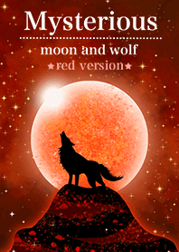 Mysterious moon and wolf red version