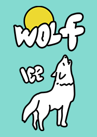 White wolf and moon ice blue.