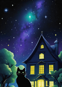 A cat gazing at the starry sky 066cFc