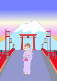 Red Torii Series 3-Fox. Girl. Mount Fuji