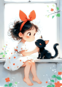 Girl and Cat V.50