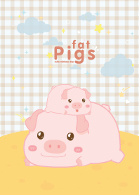 หมูอ้วน ลายสก๊อตน่ารัก สีเหลือง
