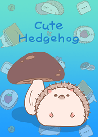 misty cat-Cute Hedgehog mushroom blue2