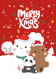 Merry Christmas Snow Red