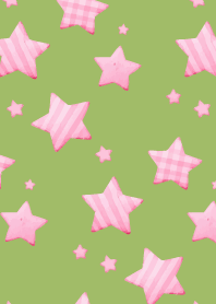 Pink Stars moss green