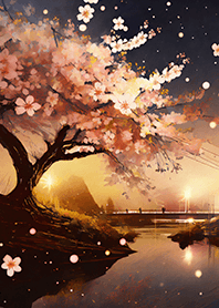 Beautiful night cherry blossoms#2917