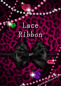 Leopard pattern&lace ribbon