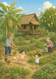 Playing in Grandma's Garden