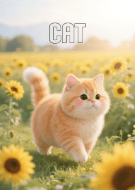 Lovely Orange Cat in Sunflower Land
