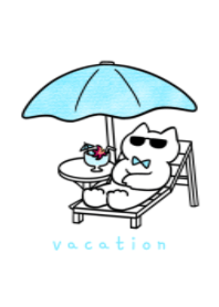 light blue ribbon cat(vacation)