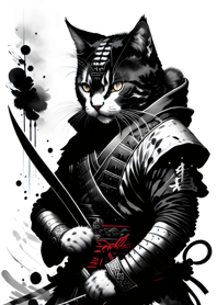 Ink Wash Samurai Cat 036d95