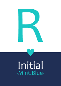 Initial "R" -Navy&Mint.Blue-