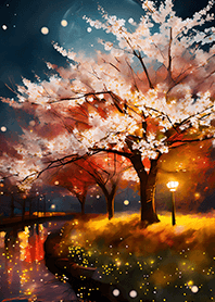 Beautiful night cherry blossoms#2189