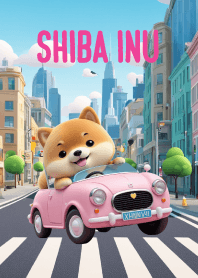 Cute Shiba Inu in City Theme