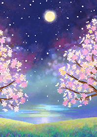 Beautiful night cherry blossoms#1205
