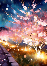 Beautiful night cherry blossoms#342