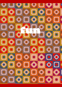 Geometric pattern on red & beige