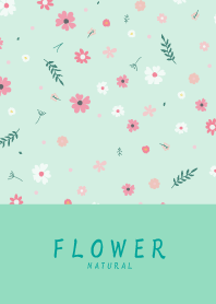 FLOWER MINT GREEN-NATURAL 15