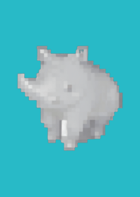 Rhinoceros Pixel Art Theme  Green 06