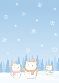 Cute Cats Snowman_blue 1