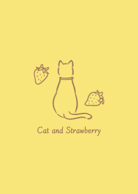 Cat and Strawberry -yellow-